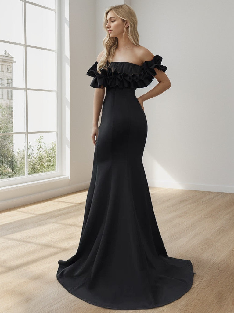 Schulterfreies A-Linien-Meerjungfrauen-Maxi-Abendkleid